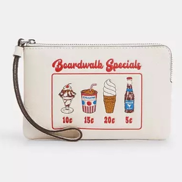 NWT Coach Corner Zip Wristlet With Boardwalk Graphic - Picture 1 of 4